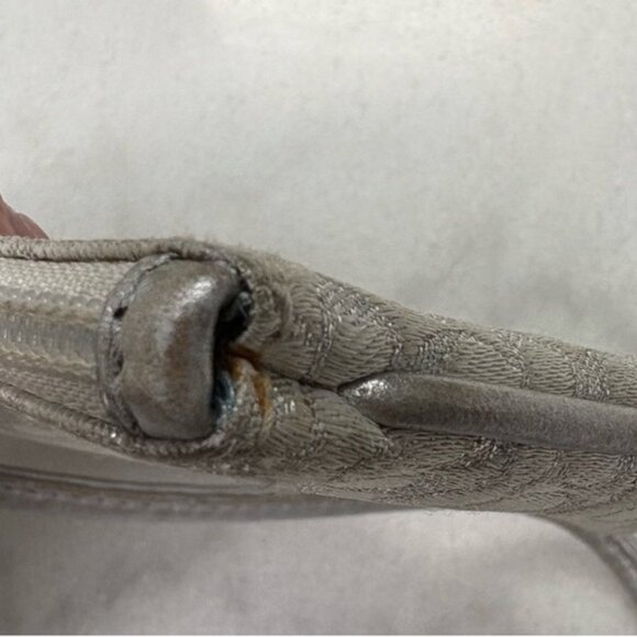 Coach Signature Jacquad Metallic (Silver) With Leather Trim Wristlet - Picture 5 of 9